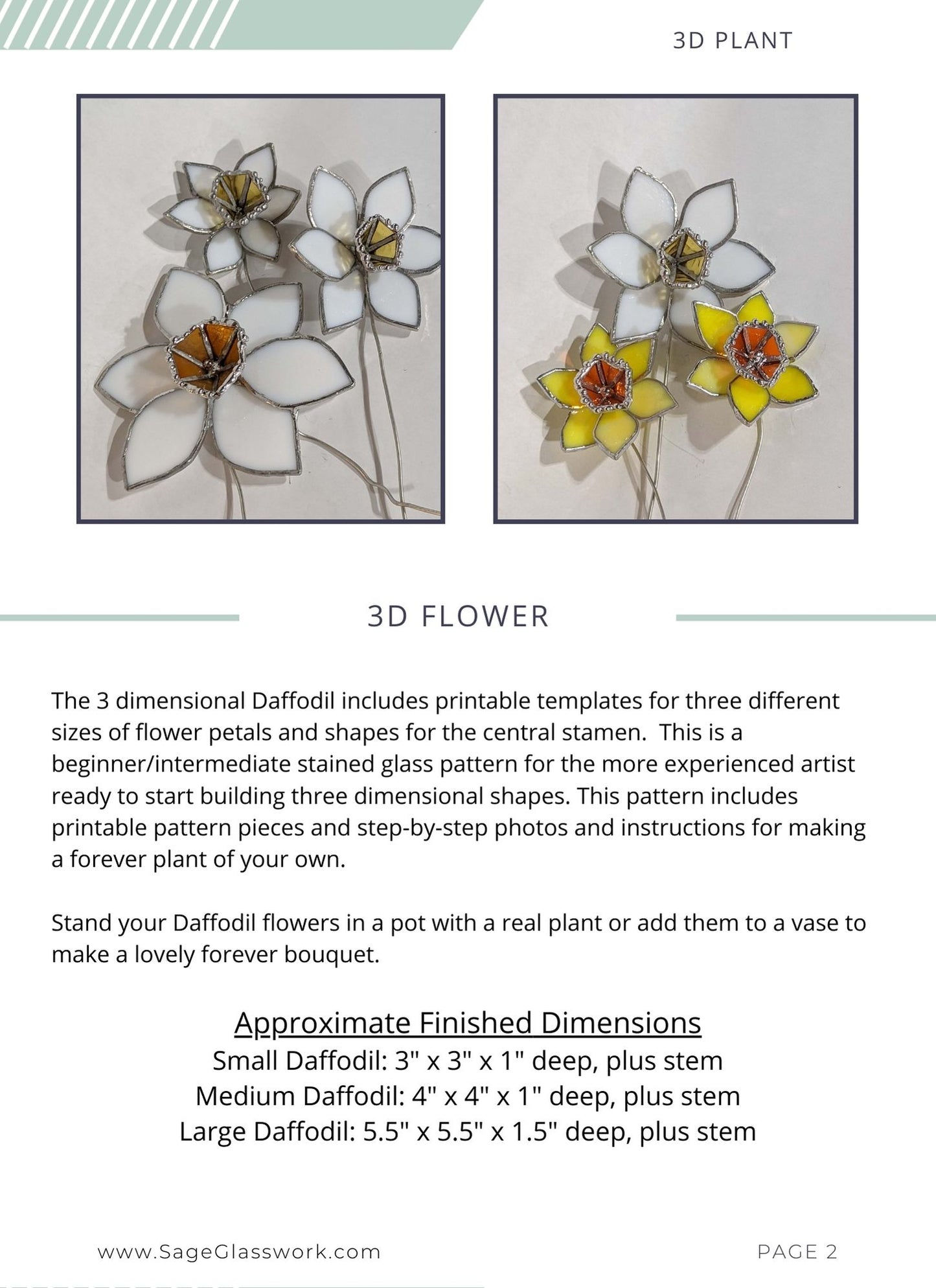 3D Daffodil Flower TUTORIAL stained glass pattern