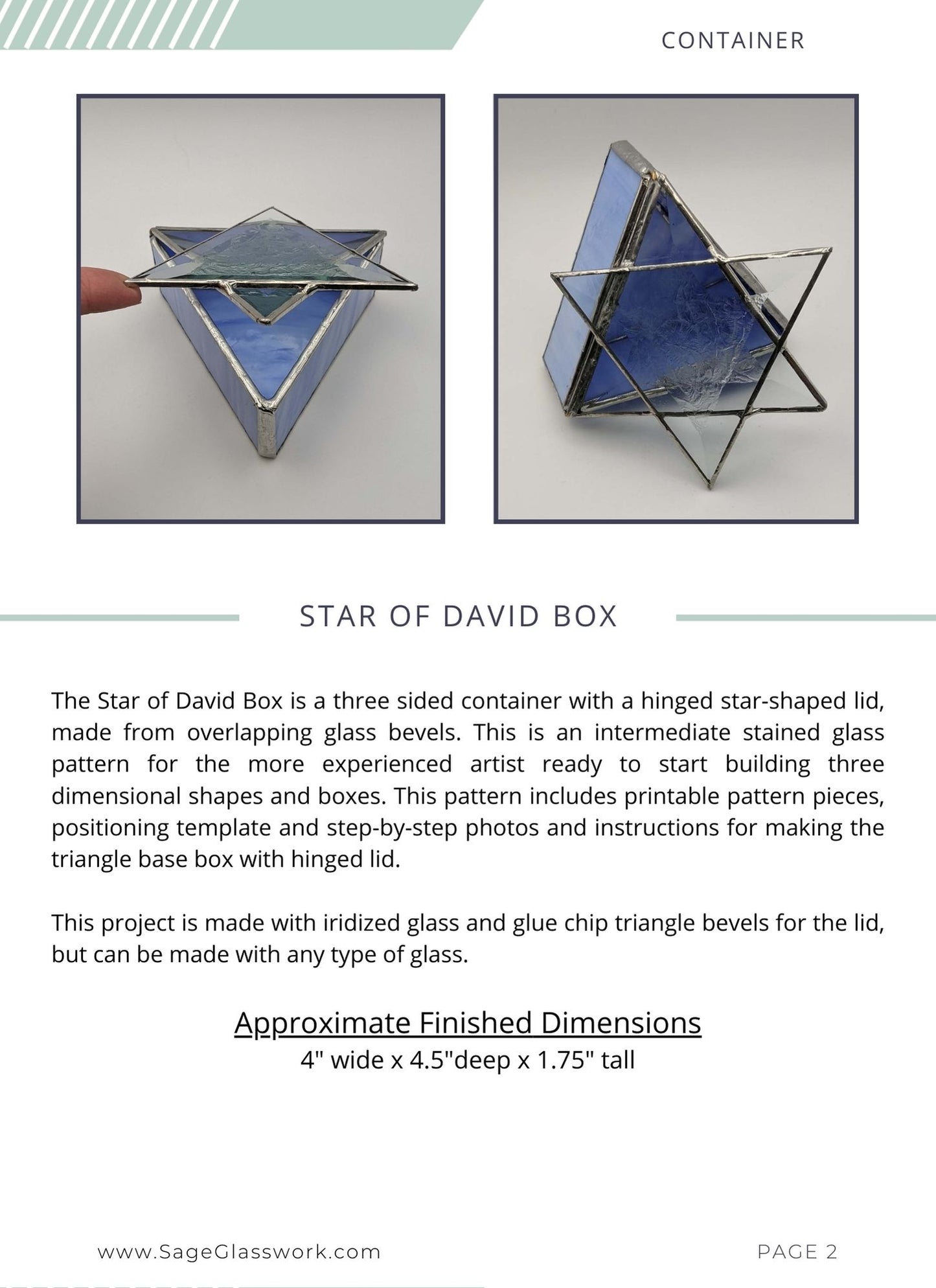 Star of David stained glass box TUTORIAL