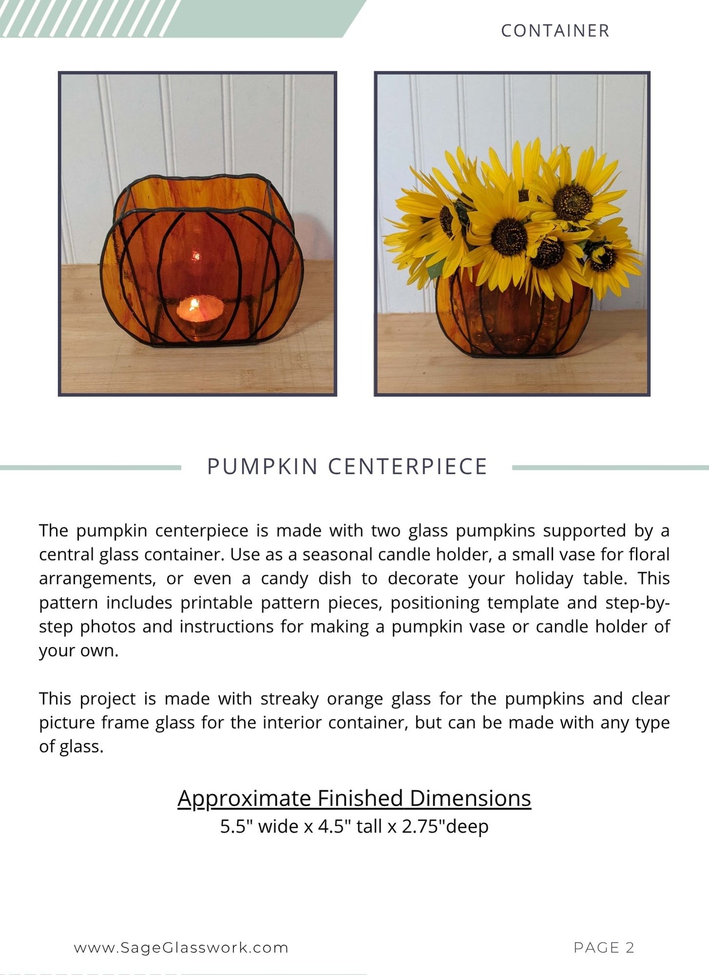 Stained Glass Pumpkin Centerpiece pattern TUTORIAL