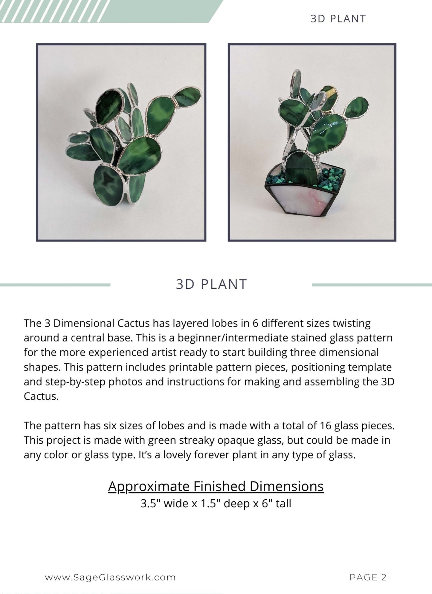 3D Cactus TUTORIAL, stained glass pattern