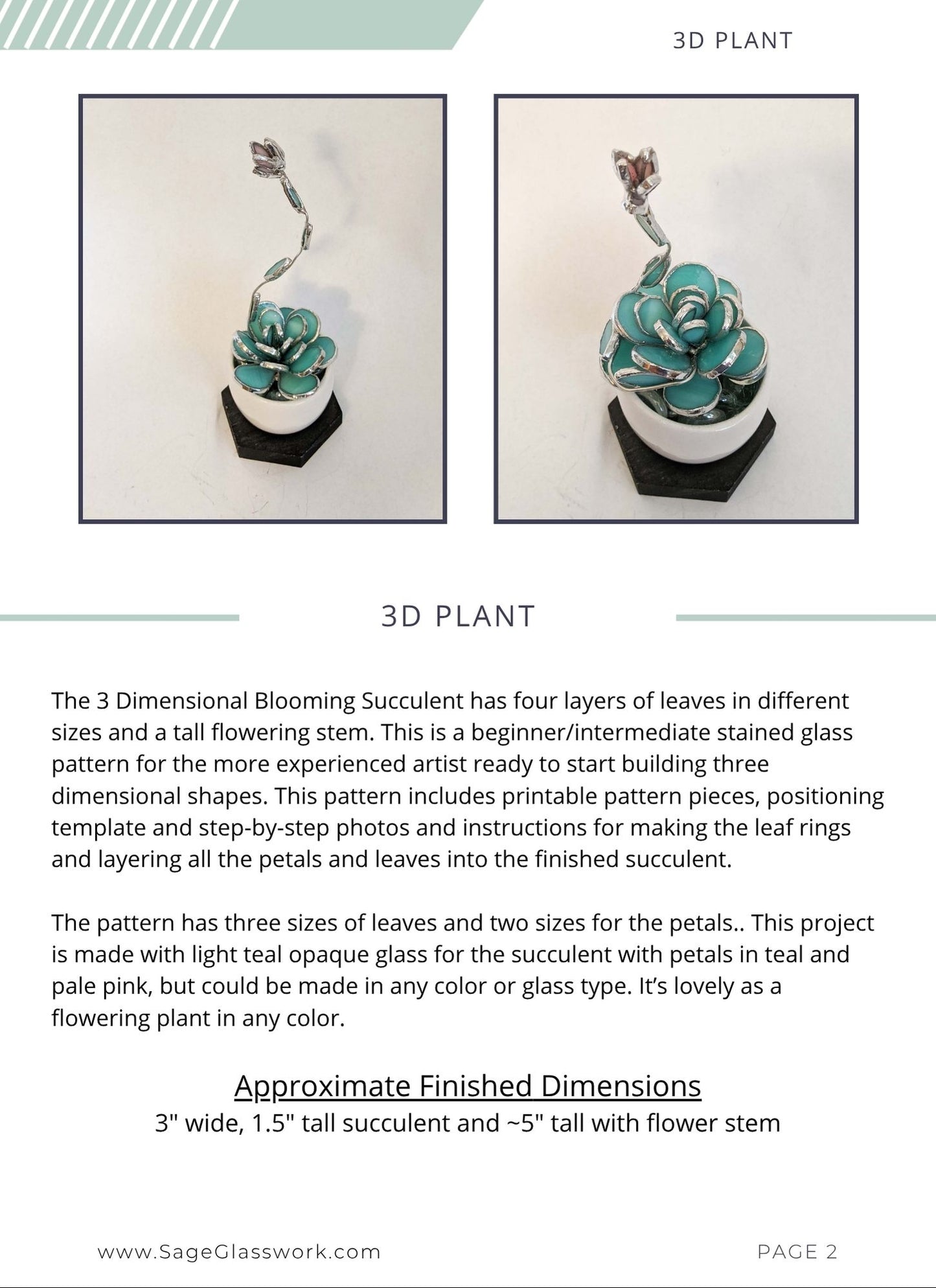 3D Blooming Succulent stained glass pattern TUTORIAL