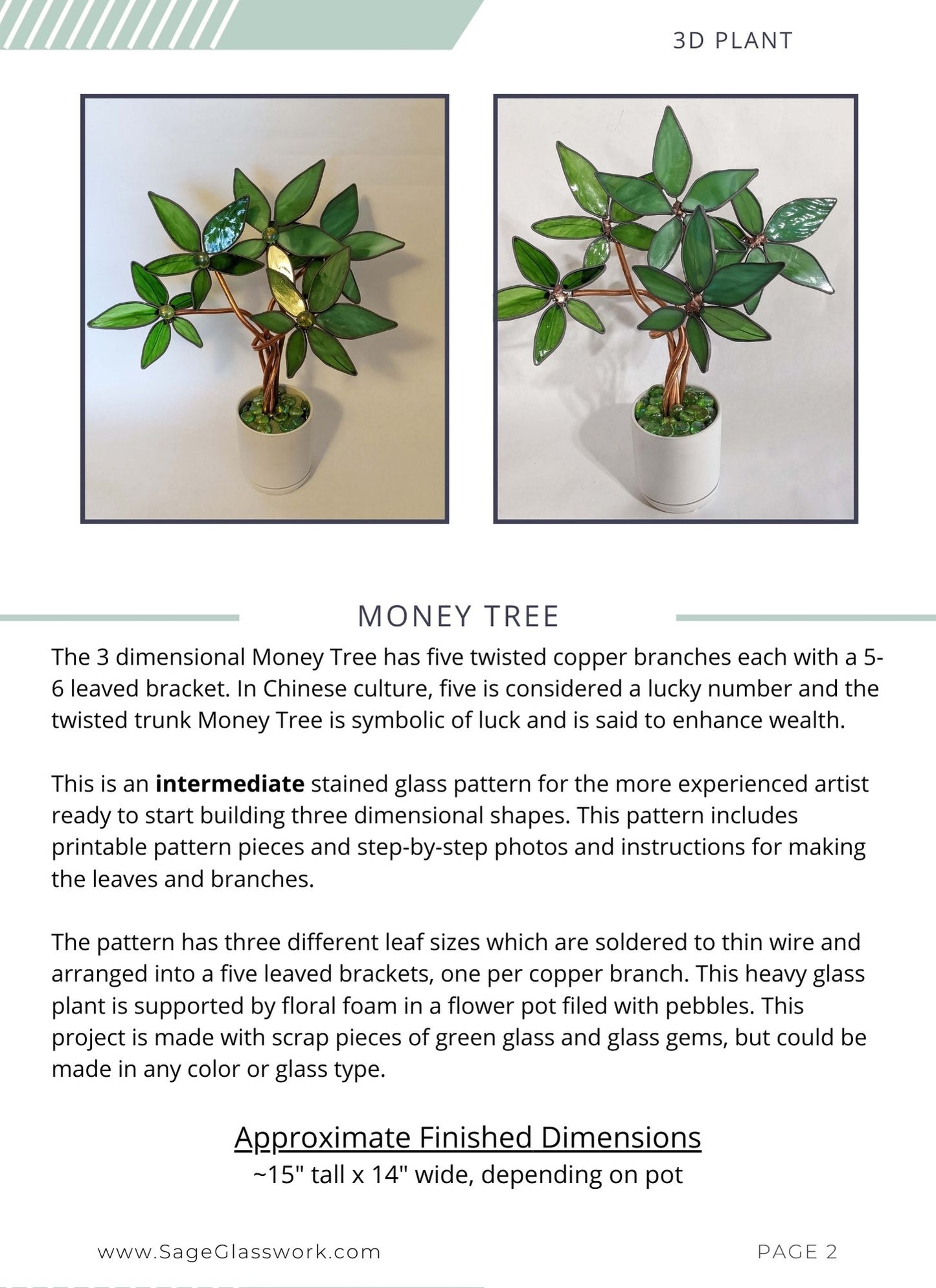 3D Money Tree TUTORIAL stained glass pattern
