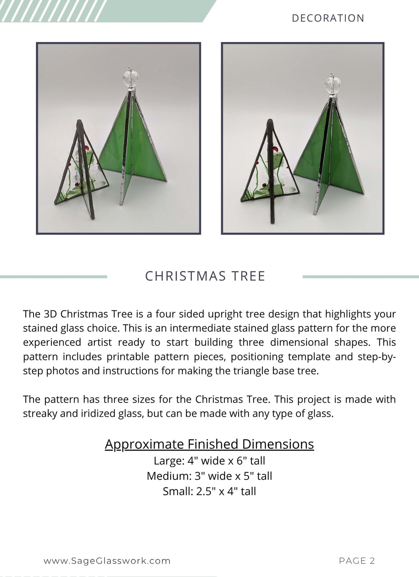 3D Christmas Tree stained glass pattern TUTORIAL