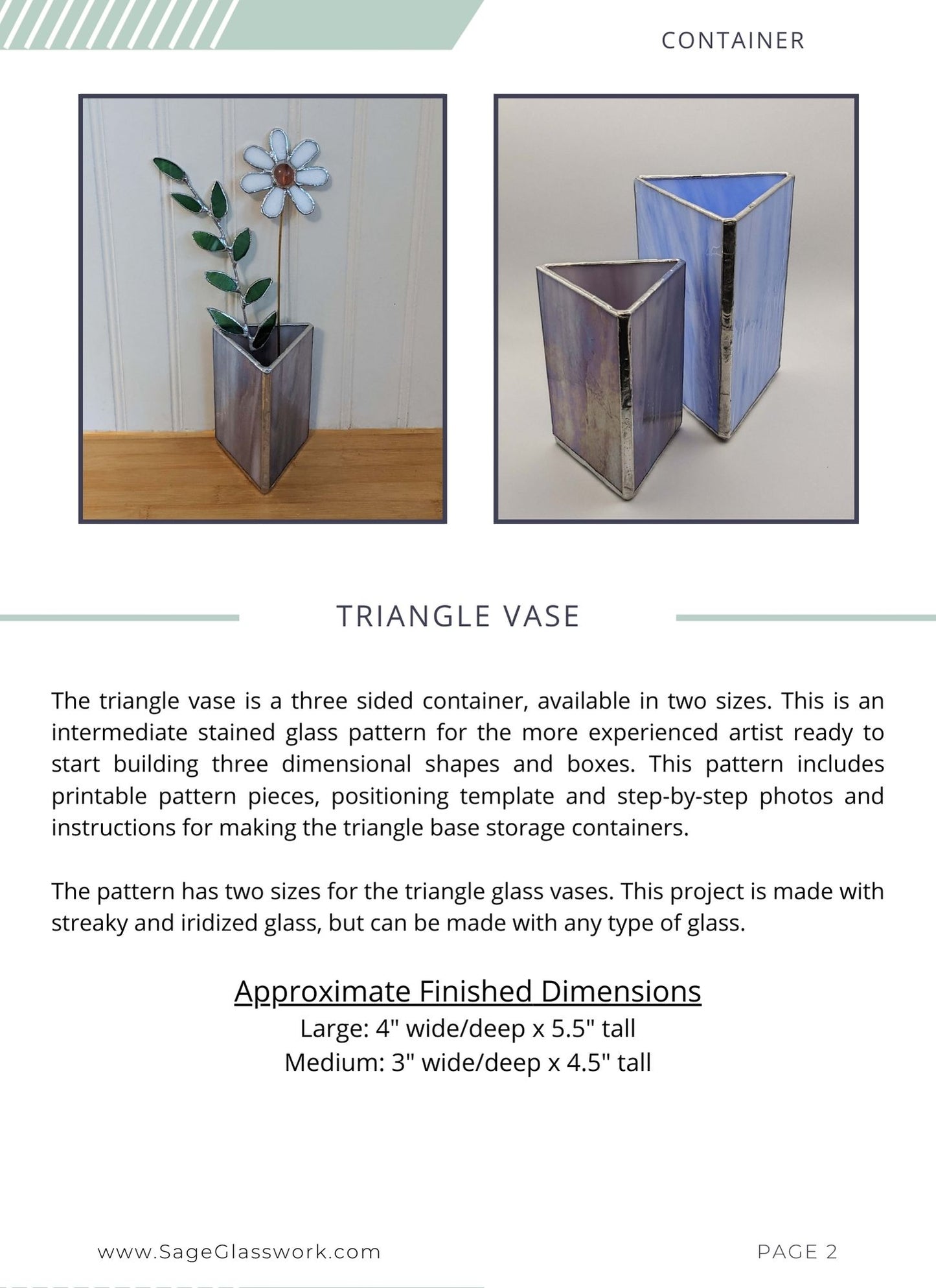 Stained Glass Triangle Vase Pattern and TUTORIAL