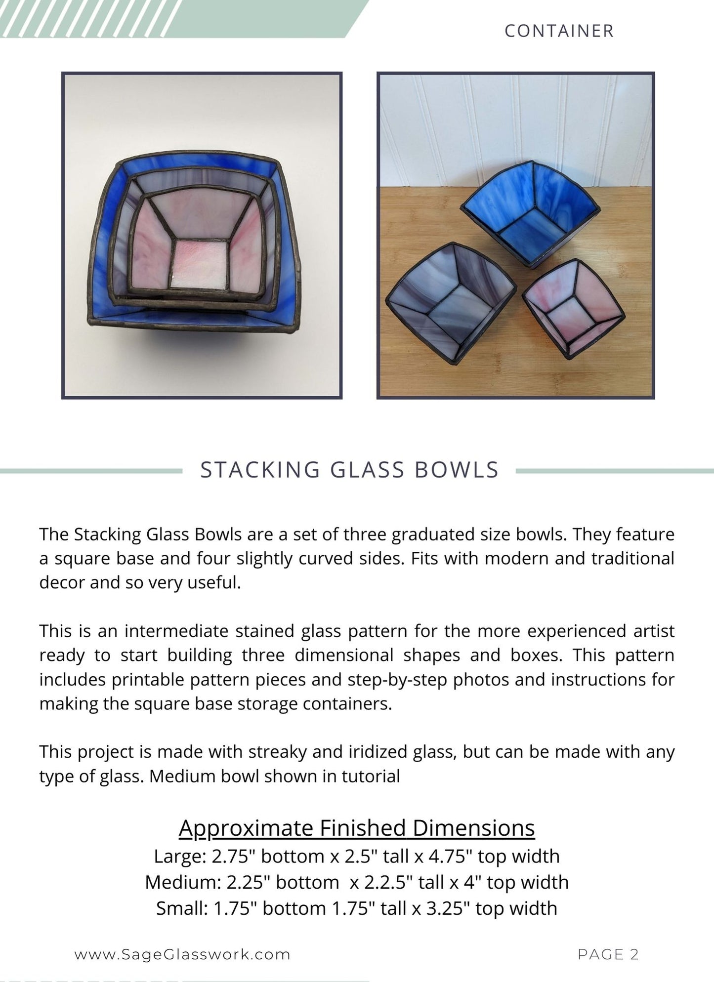 Stacking Glass Bowls Pattern and TUTORIAL
