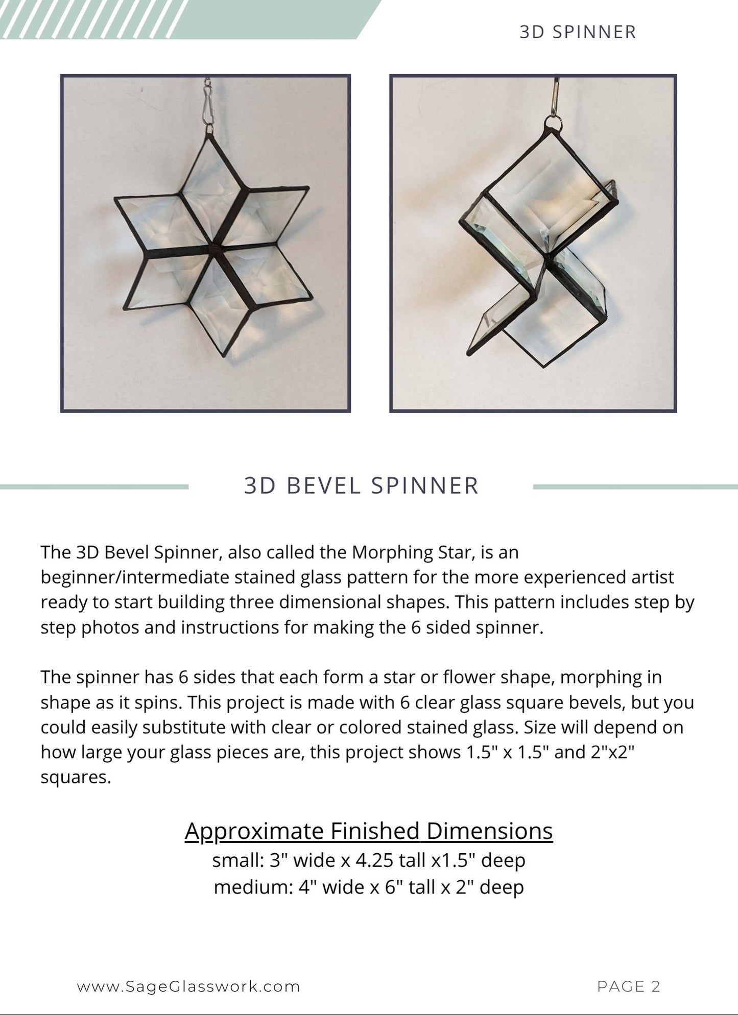 3D Bevel Spinner stained glass TUTORIAL pattern