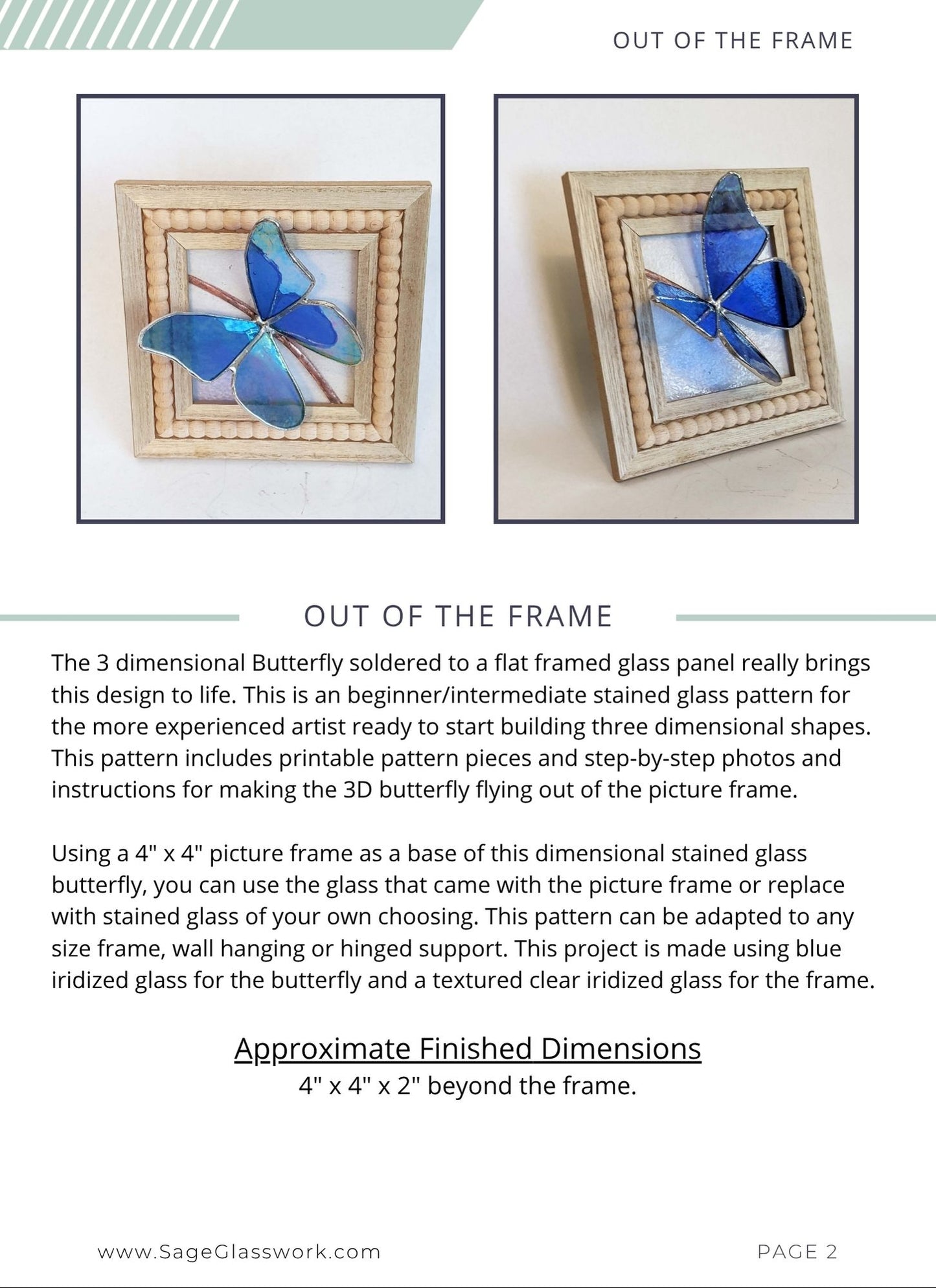 3d Butterfly Out of the Frame Stained Glass TUTORIAL pattern