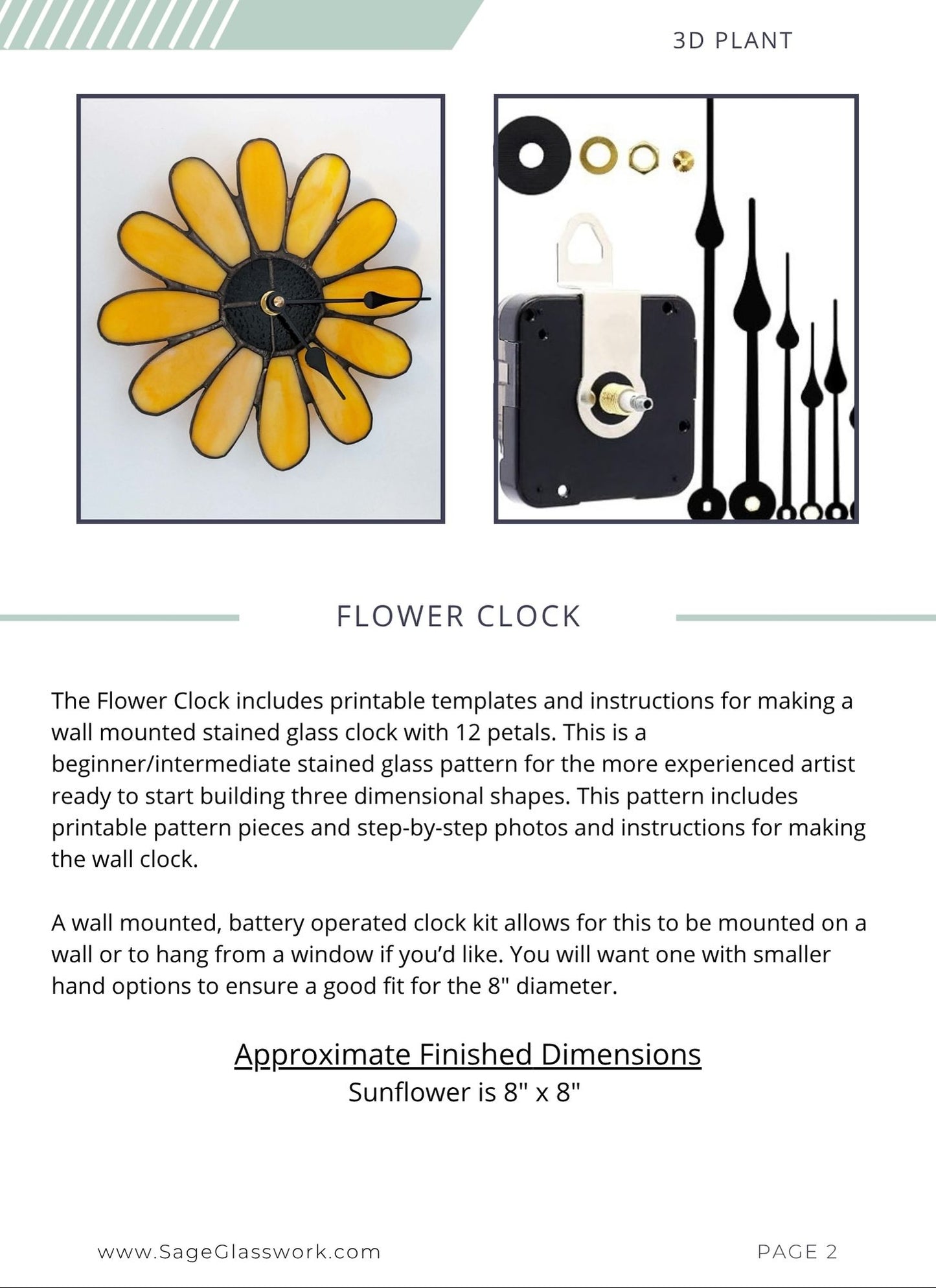 Stained Glass Flower Clock TUTORIAL pattern