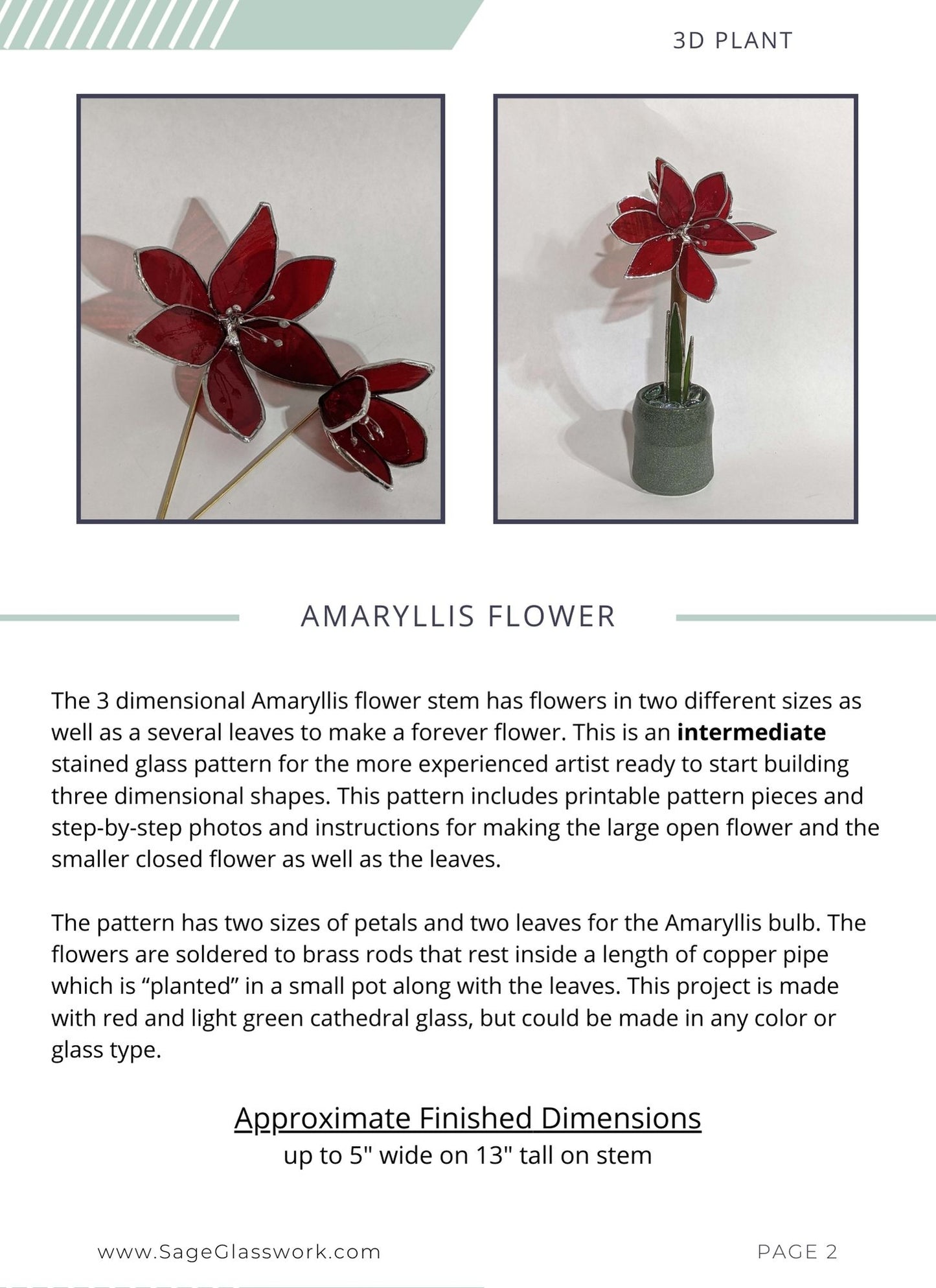3D Amaryllis stained glass pattern and TUTORIAL