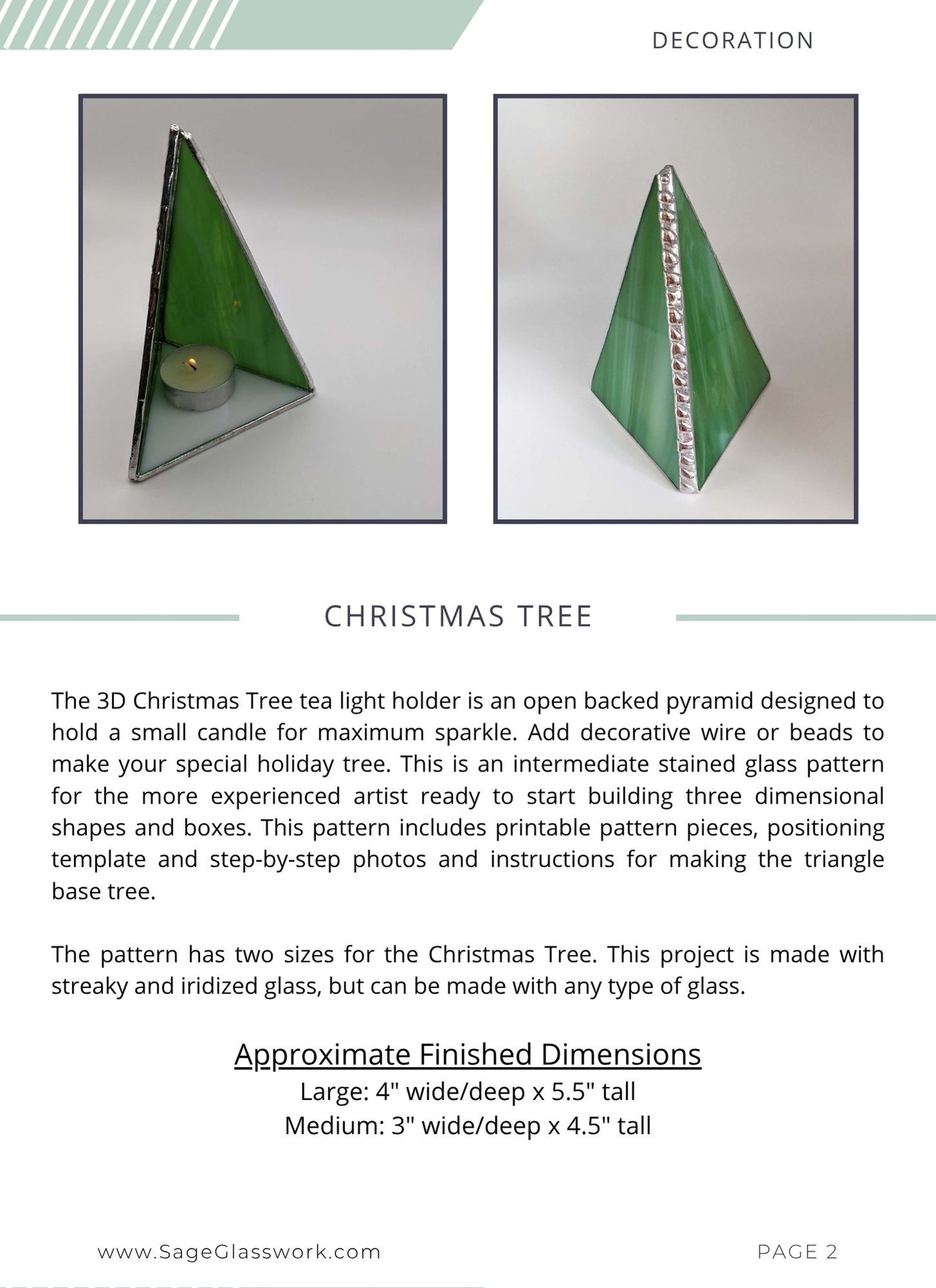 3D Christmas Tree tea-light holder stained glass pattern TUTORIAL
