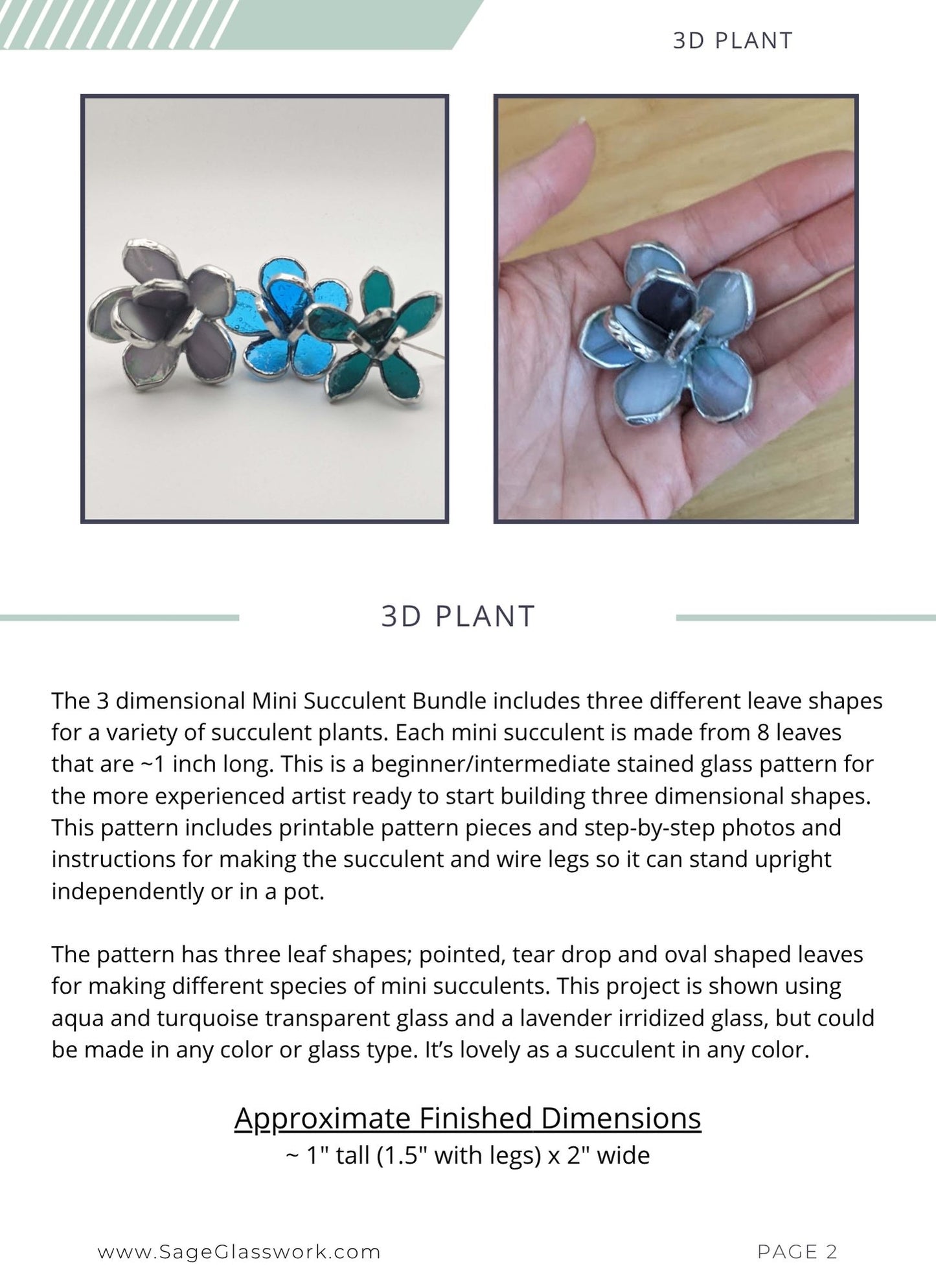 Mini Stained Glass Succulent bundle pattern TUTORIAL
