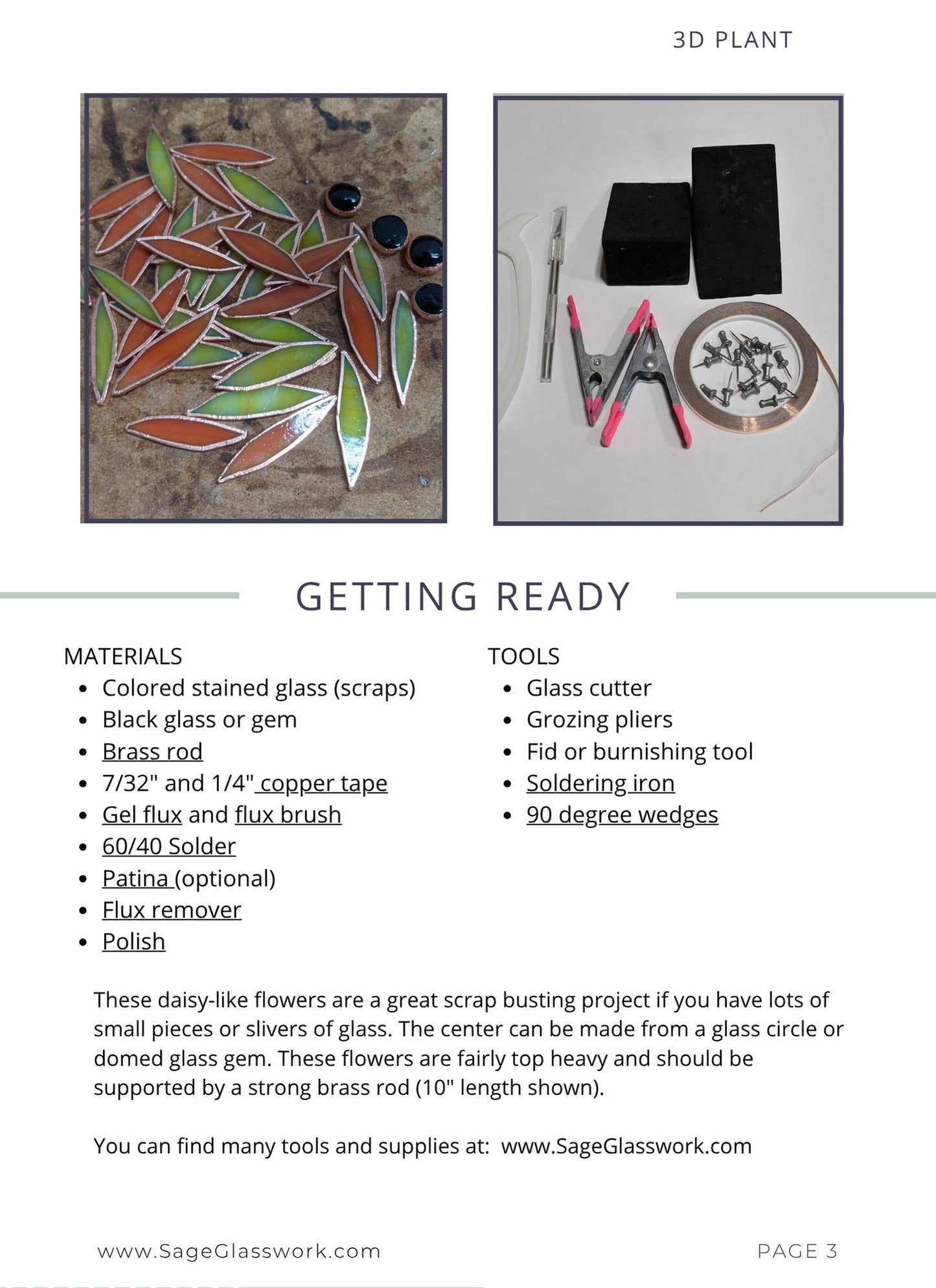 3D Coneflower Daisy Flower TUTORIAL stained glass pattern