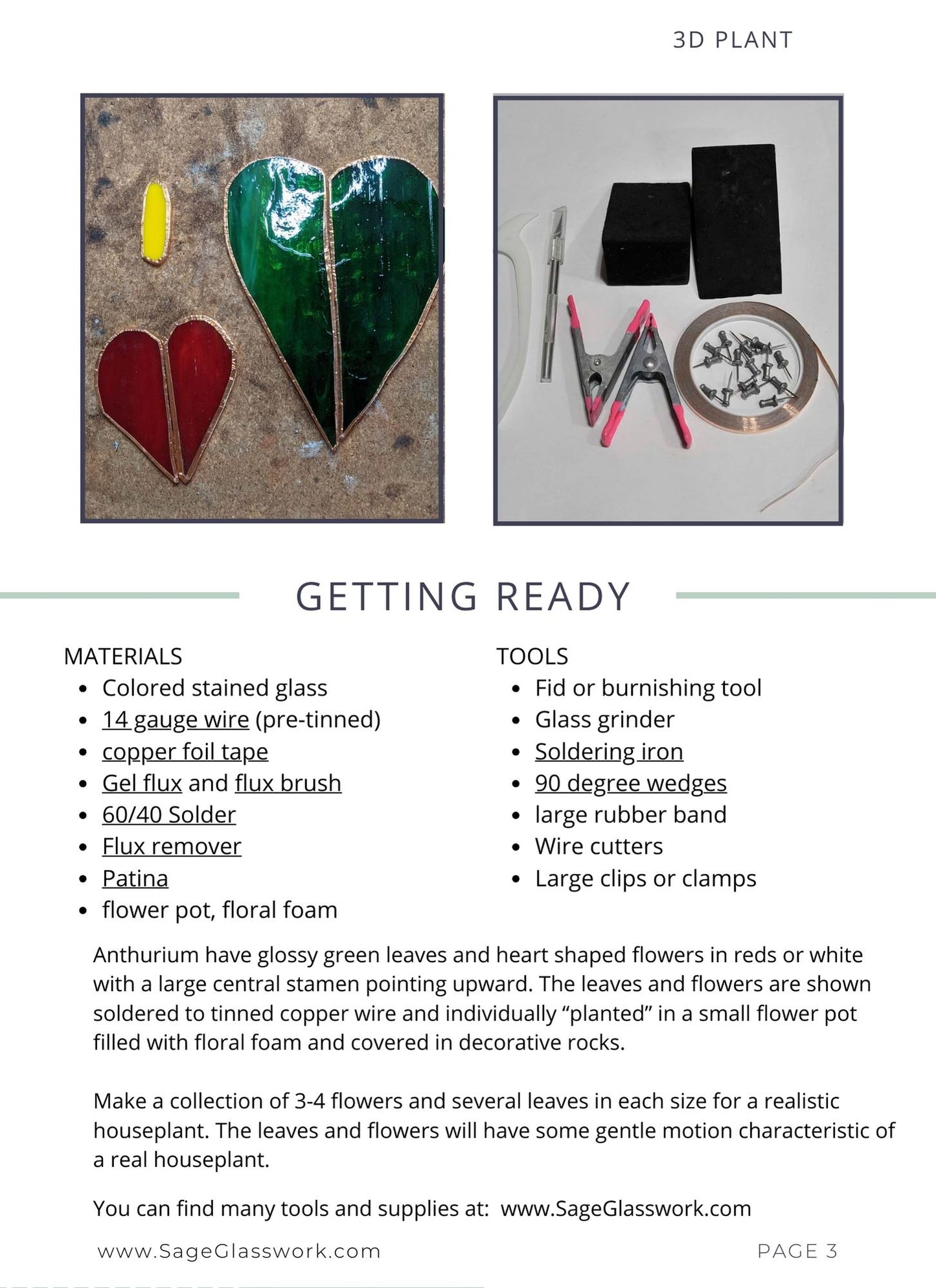 3D Anthurium plant stained glass pattern and TUTORIAL