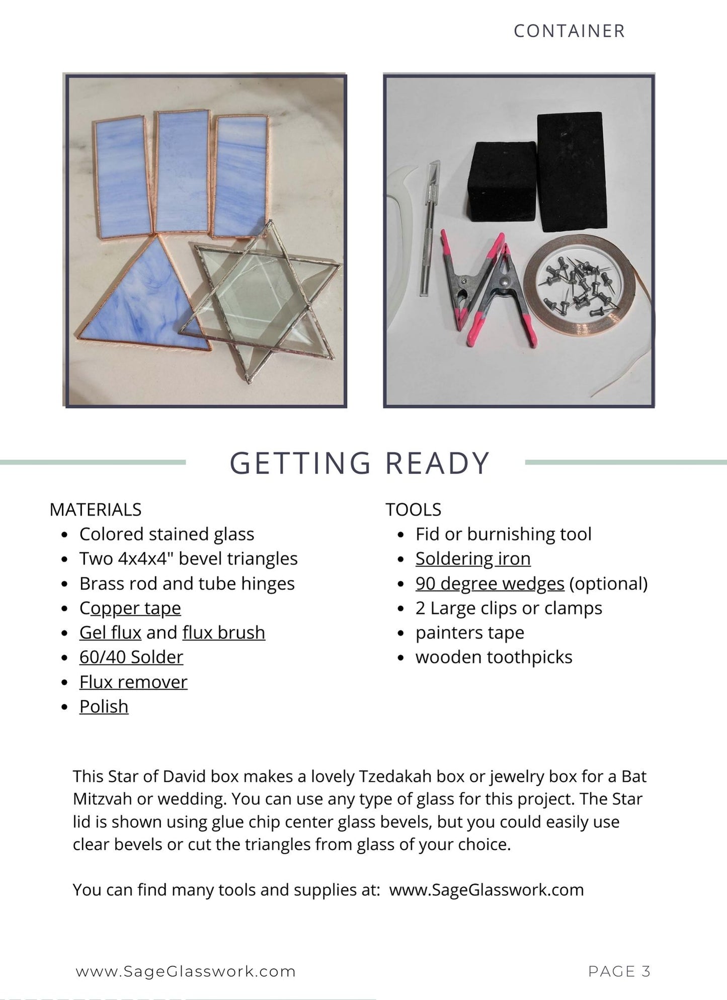Star of David stained glass box TUTORIAL