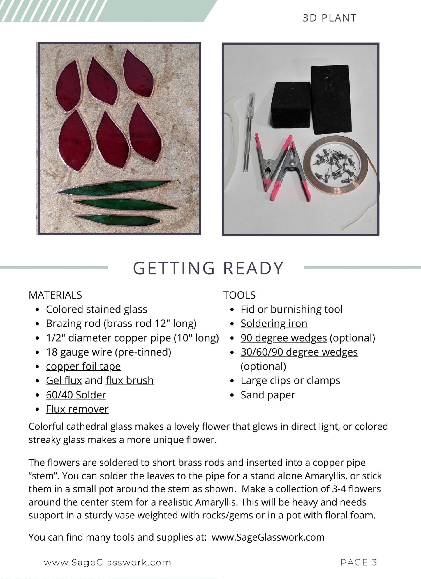 3D Amaryllis stained glass pattern and TUTORIAL