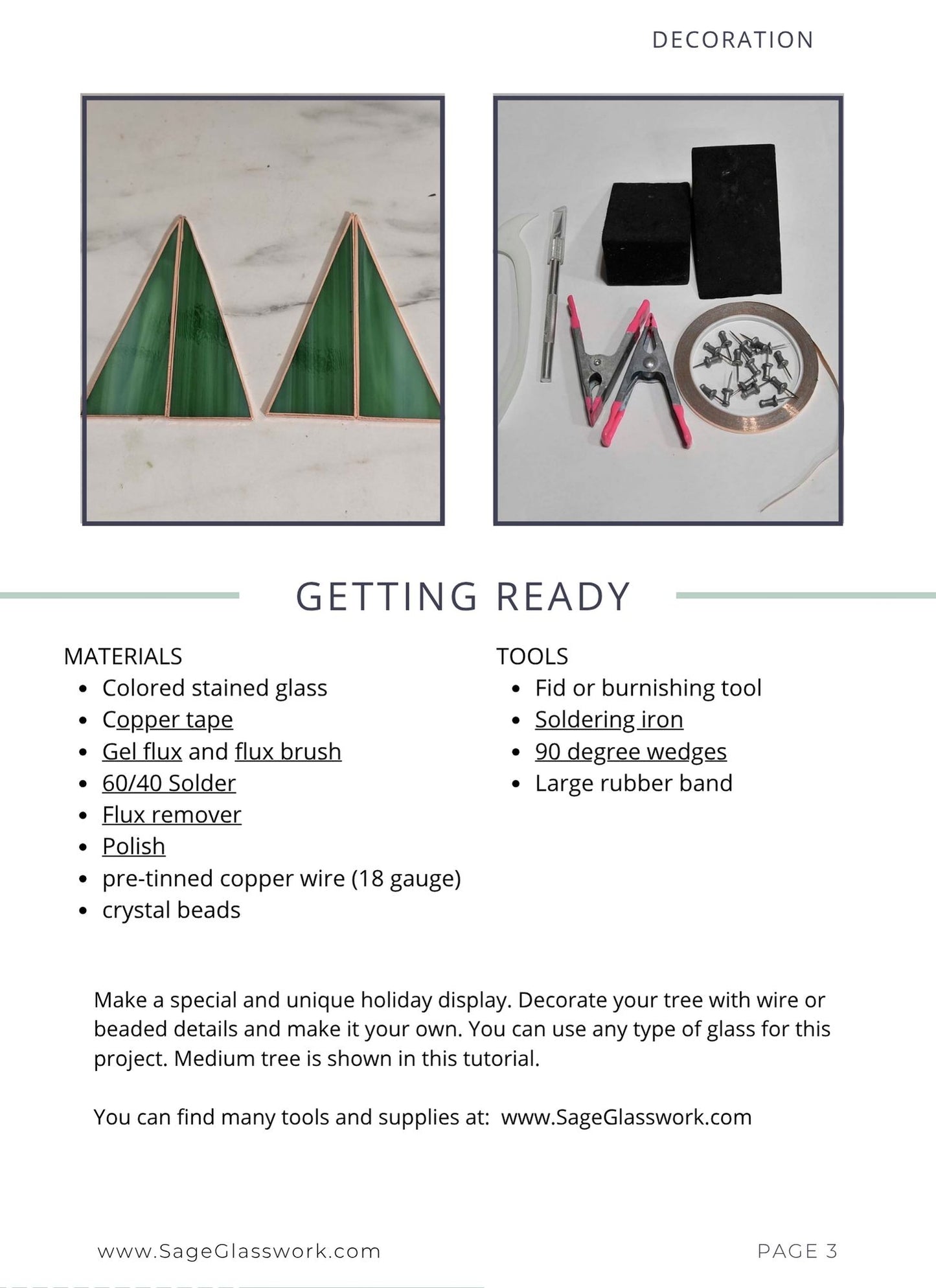 3D Christmas Tree stained glass pattern TUTORIAL