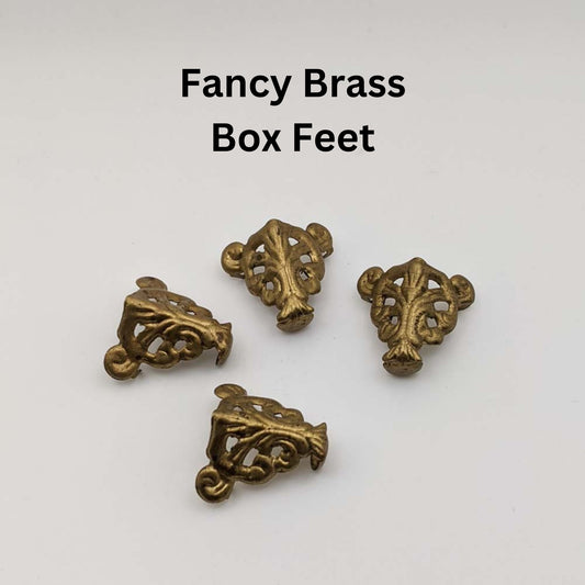 Fancy Brass jewelry box feet, 4 pack