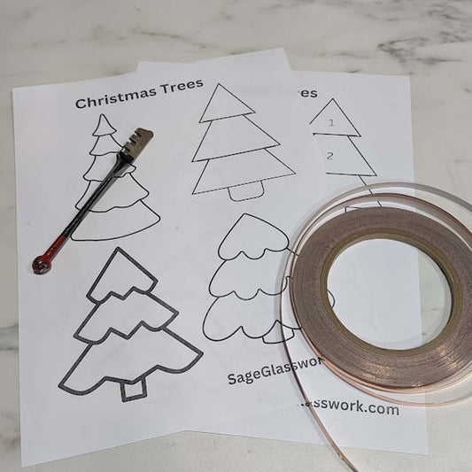 4 styles Christmas Trees Stained Glass PATTERN PACK