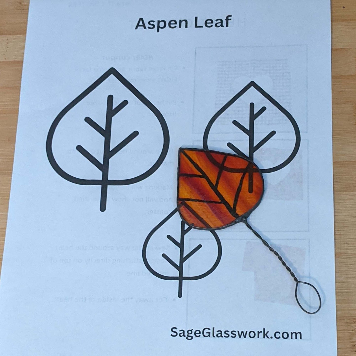 Aspen Leaf stained glass pattern
