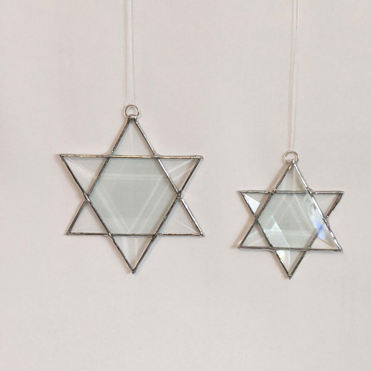 Stained Glass Star of David, clear beveled glass