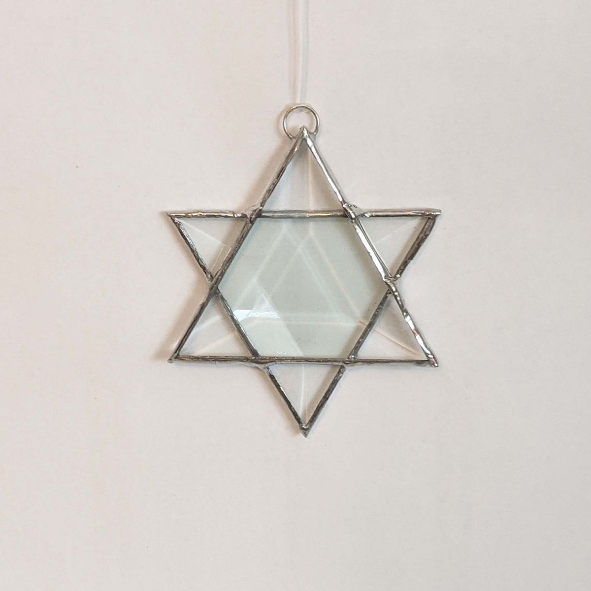 Stained Glass Star of David, clear beveled glass