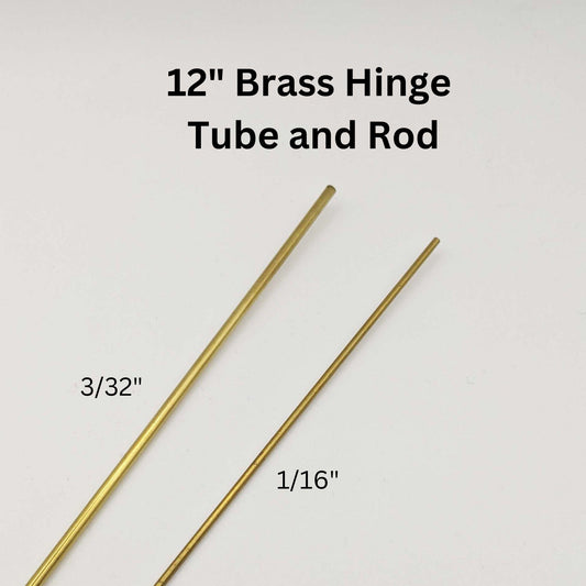 Brass Hinge tube and rod set, 12 inch long tubes 3/32" and 1/16" diameter