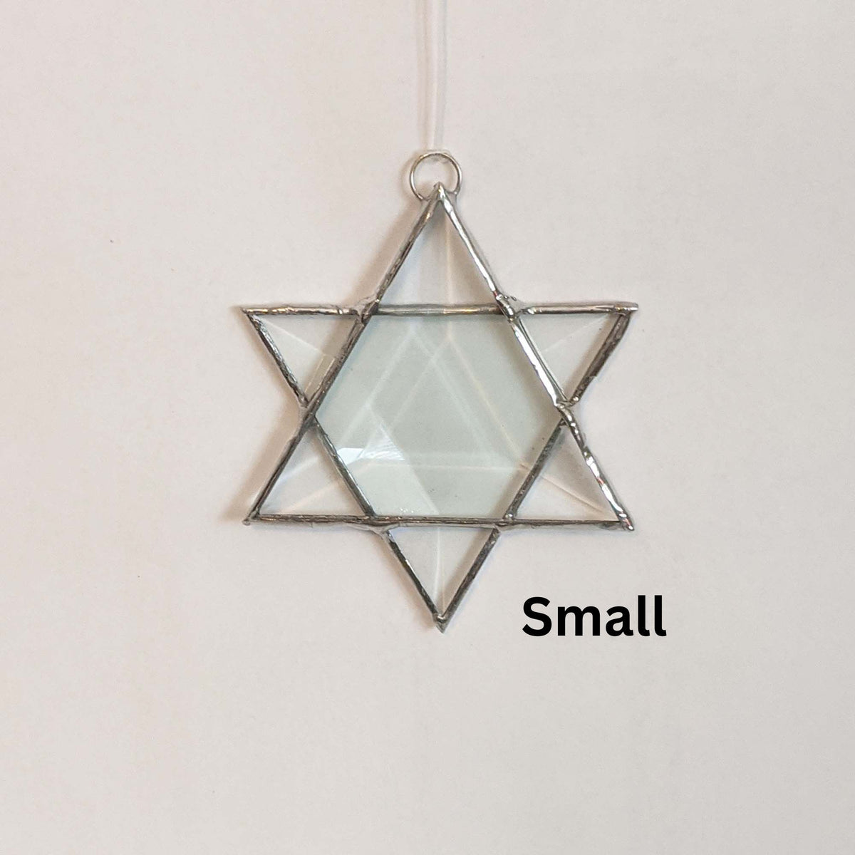 Stained Glass Star of David, clear beveled glass