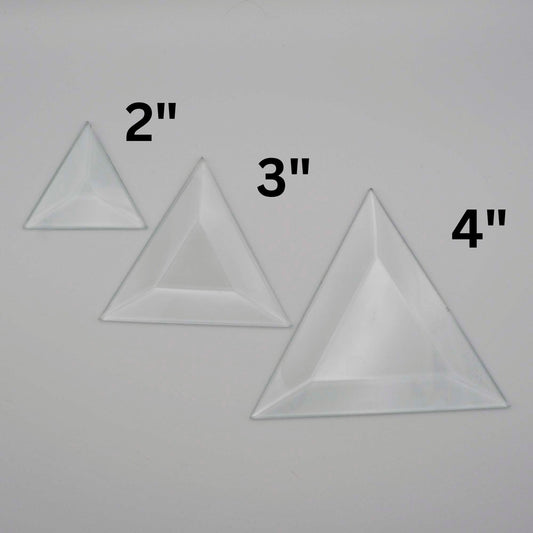 Triangle Beveled Glass, 1 piece clear glass bevel 2" 3" or 4"