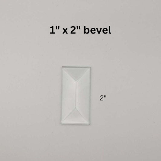 1" x 2" Rectangle Beveled Glass