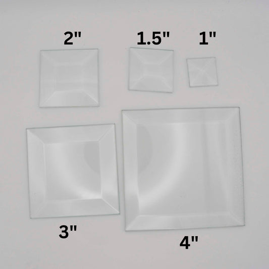Square Beveled Glass, 1 piece clear glass bevel 1" 1.5" 2" 3" or 4"