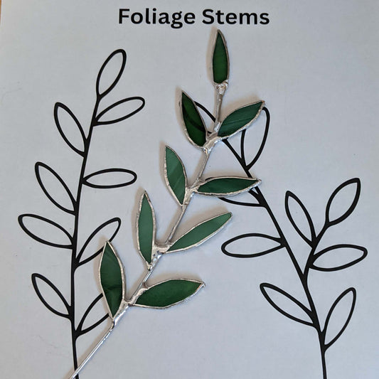 Plant foliage stem stained glass pattern