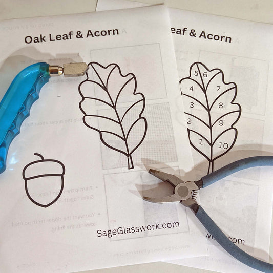 Oak Leaf and Acorn stained glass pattern