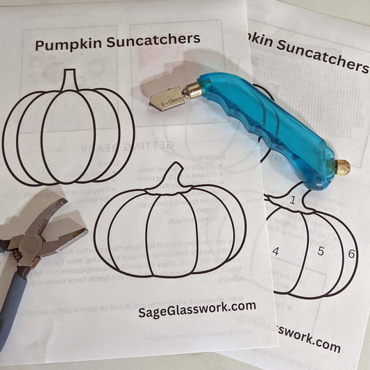 2 Pumpkins stained glass pattern