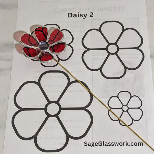 Narrow Daisy Flower Stained Glass PATTERN
